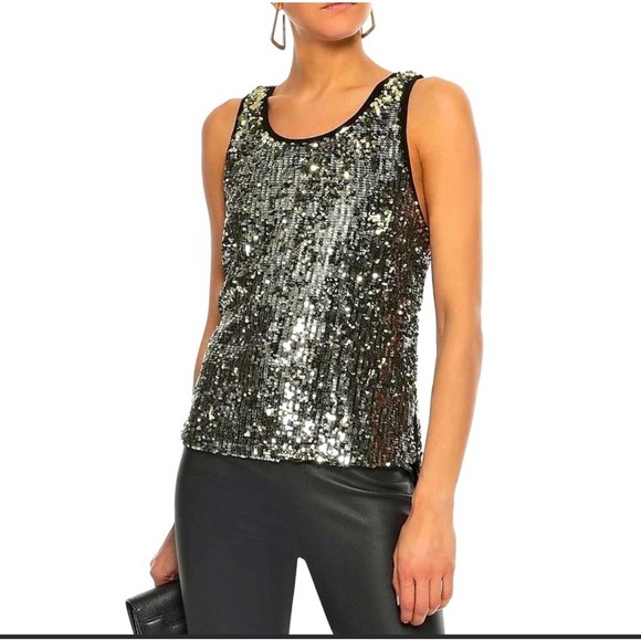 Alice + Olivia Tops - AO.LA by Alice and Olivia- Emmett Metallic Sequin  Tank  S/P